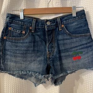 Levi’s 501 high-rise jean shorts with cherry patch 🍒